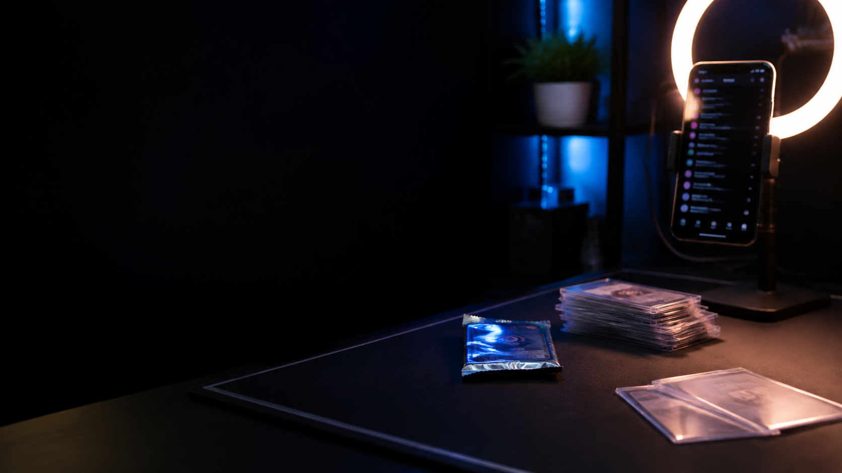 Sfeervolle streaming-opstelling voor live pack openings